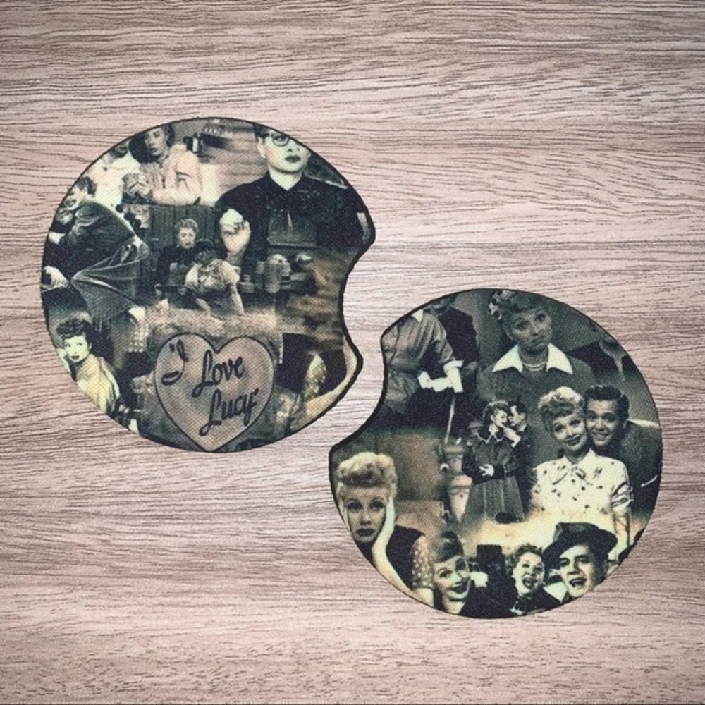 I love Lucy black & white car coasters 2pack new